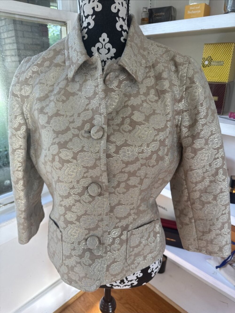 VTG Harold's Women Blazer, Size 10 Beige/Gold, cotton, polyester, nylon Classic